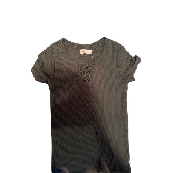 Hollister Tops - Hollister Womens Ribbed Lace‎ Up Front Short Sleeve closet staple basic tshirt